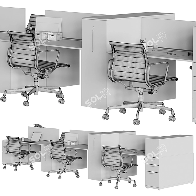 Optimized Office Set: High Detail & Close-Up Ready 3D model image 5