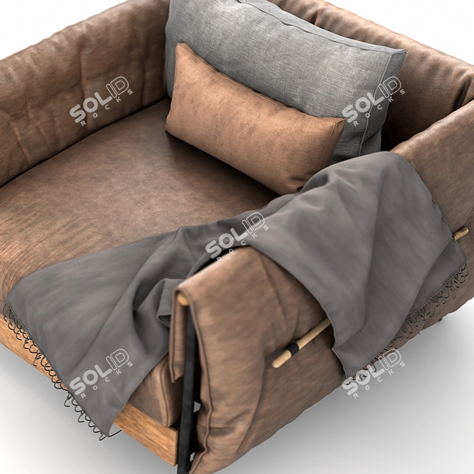 Elegant Leather Armchair 3D model image 3