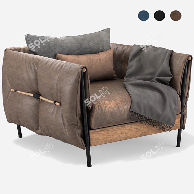 Elegant Leather Armchair 3D model image 6