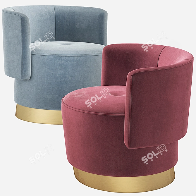 Luxury Velvet ANAIS Armchair 3D model image 1