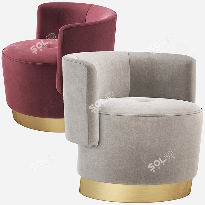 Luxury Velvet ANAIS Armchair 3D model image 6