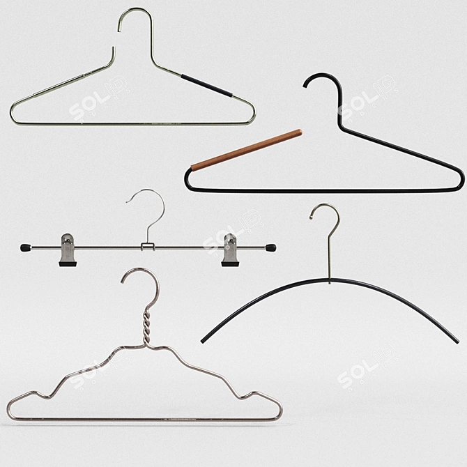 Title: 5-Piece Hanger Set - Organize Your Closet Space 3D model image 1