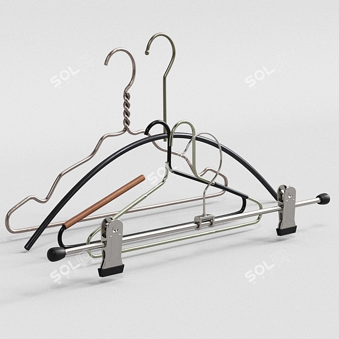Title: 5-Piece Hanger Set - Organize Your Closet Space 3D model image 2