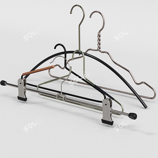 Title: 5-Piece Hanger Set - Organize Your Closet Space 3D model image 3