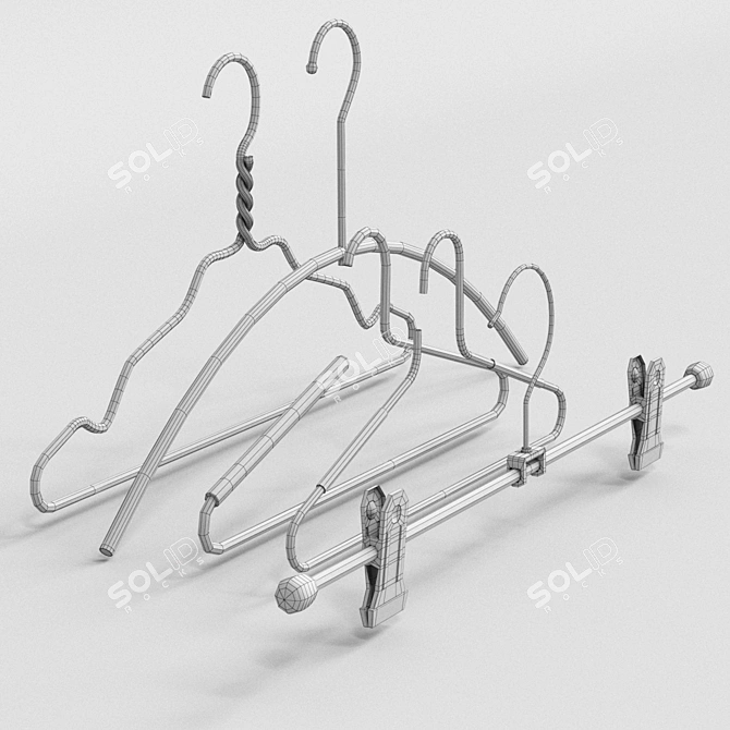 Title: 5-Piece Hanger Set - Organize Your Closet Space 3D model image 4