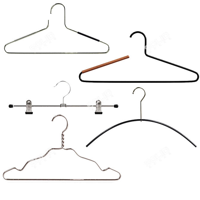Title: 5-Piece Hanger Set - Organize Your Closet Space 3D model image 5