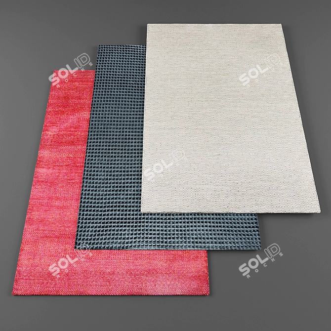 Modern 3-Piece High-Resolution Rug Set 3D model image 1