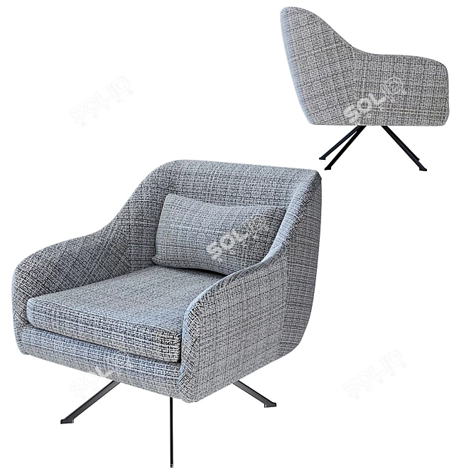 Modern Swivel Armchair: Iceland Black White 3D model image 1