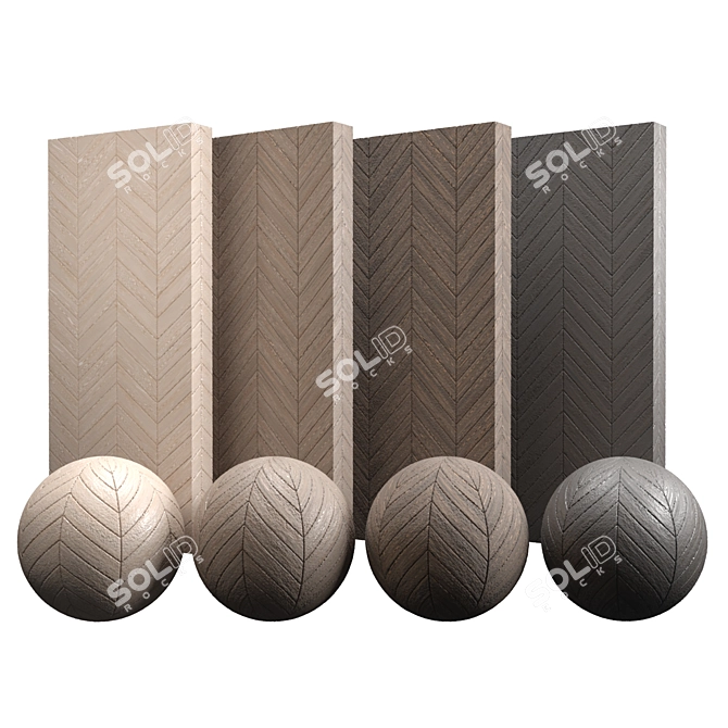 European Ash Chevron Wood Tile 3D model image 1