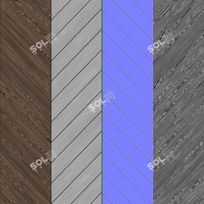 European Ash Chevron Wood Tile 3D model image 3