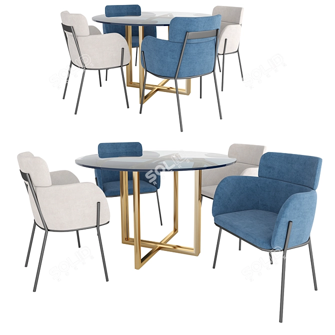 Modern Azalea Chair: Silverado Brass 3D model image 1