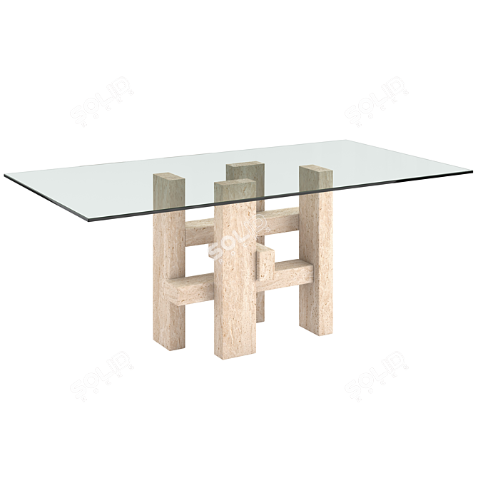 Sculptural Belgian Dining Table 3D model image 1