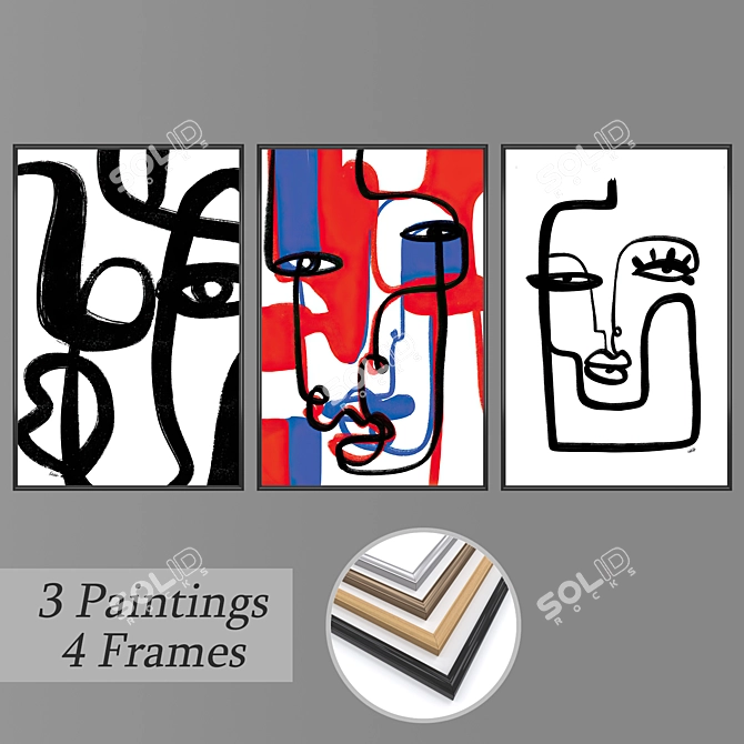 Artistic Wall Painting Set 3D model image 1