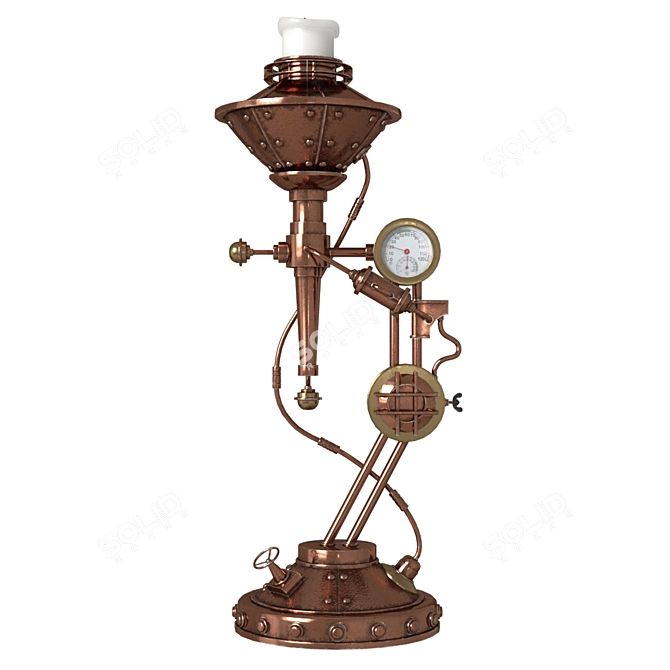 Vintage Steampunk Candle Holder 3D model image 1