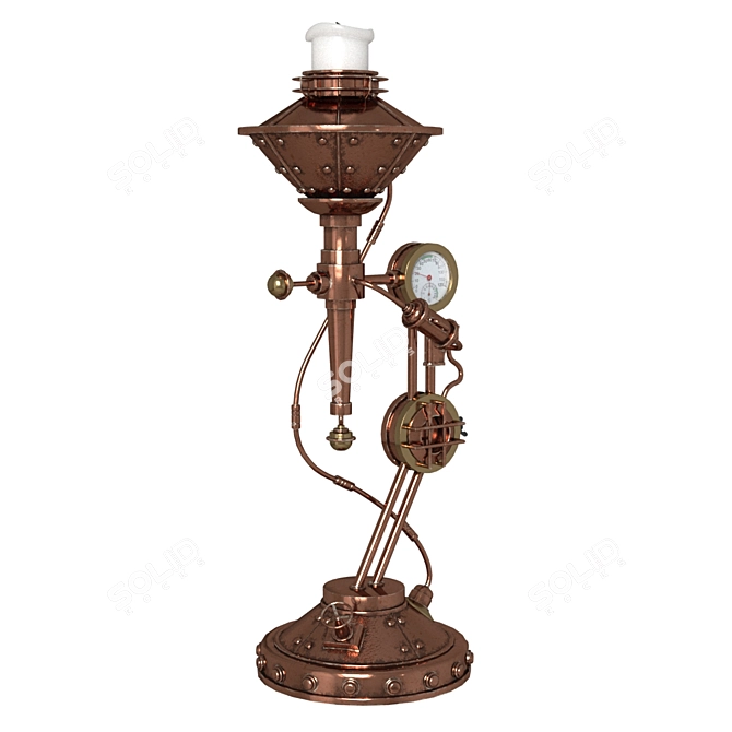 Vintage Steampunk Candle Holder 3D model image 2