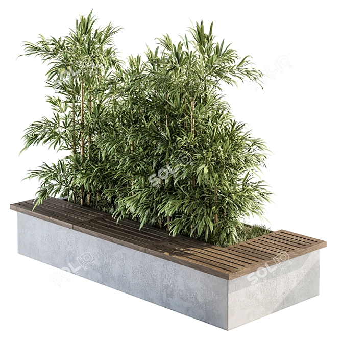 Urban Oasis Bench with Plants 3D model image 1