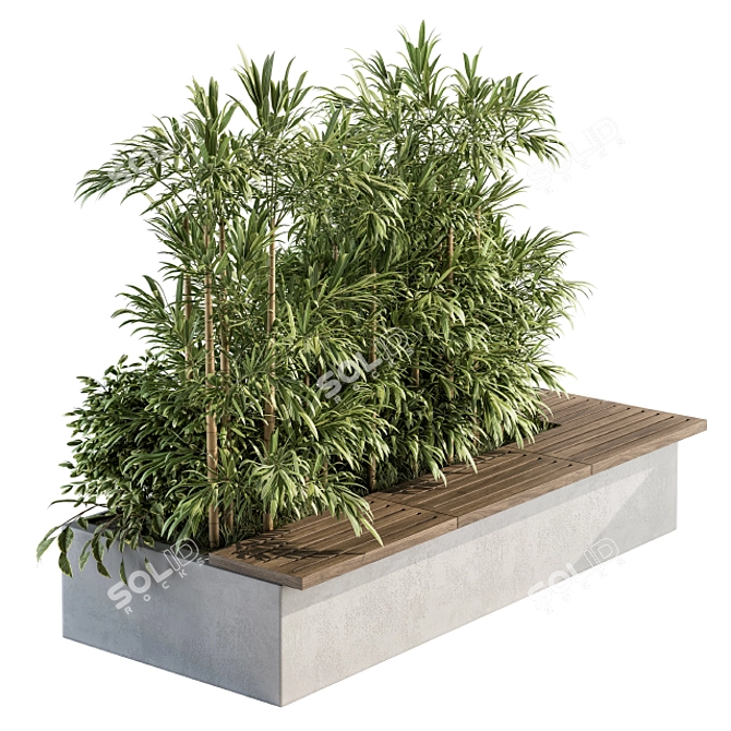 Urban Oasis Bench with Plants 3D model image 2