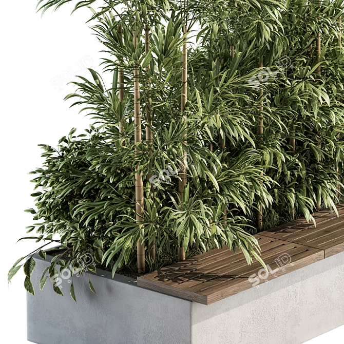 Urban Oasis Bench with Plants 3D model image 3