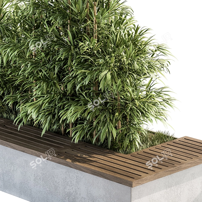 Urban Oasis Bench with Plants 3D model image 4