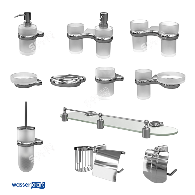 Berkel Series: Elegant Wall-mounted Bathroom Accessories 3D model image 1