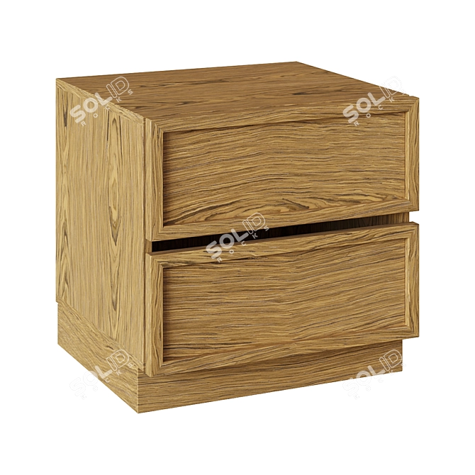 Modern Oak Wood Bedside Table 3D model image 1