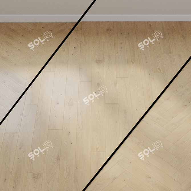 Plaza 4V Sand White Oak Nature: Elegant 1-Strip Parquet 3D model image 1