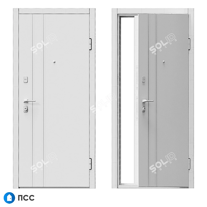 Modern Style Entrance Door - LINE-96 3D model image 5