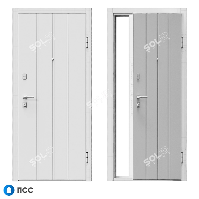 Modern Style Entrance Door - LINE-98 3D model image 5