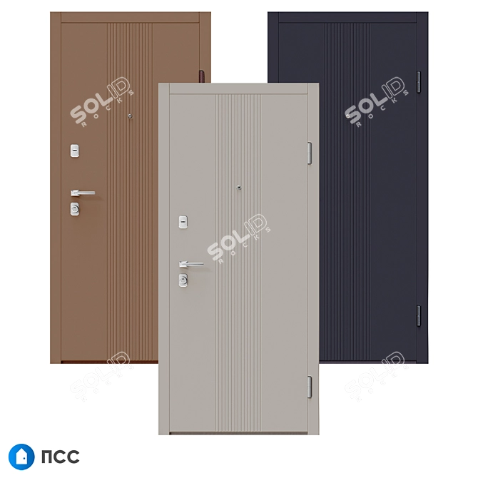 Modern Style OM Entrance Door 3D model image 4