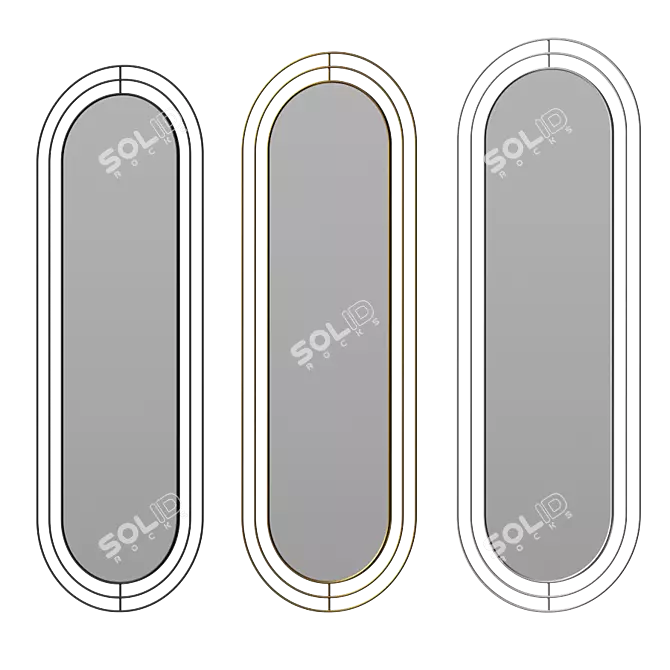 Modern Triple Black Metal Mirror - Athena 3D model image 1