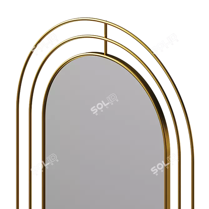 Modern Triple Black Metal Mirror - Athena 3D model image 3