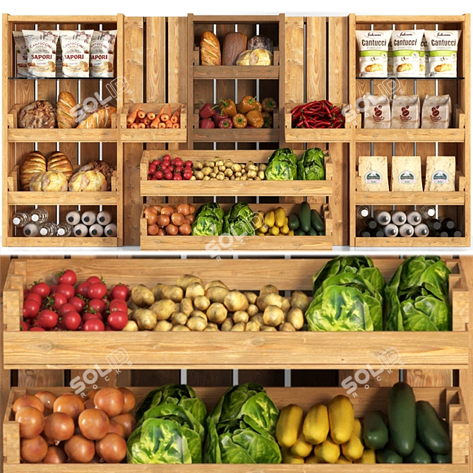 Farm Fresh Grocery Showcase 3D model image 1