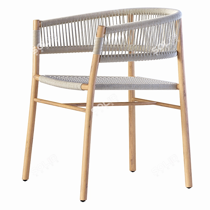 Ethimo Kilt Teak & Rope Dining Chair 3D model image 1