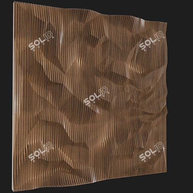 3D Wooden Panel Wallpaper 3D model image 1