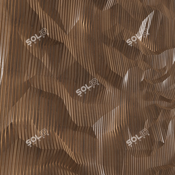 3D Wooden Panel Wallpaper 3D model image 2