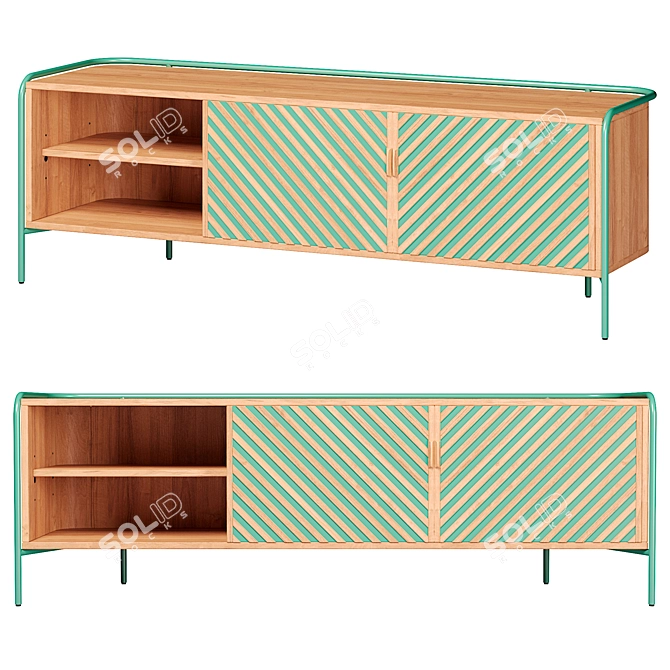 Modern TV Stand with Spacious Design 3D model image 1