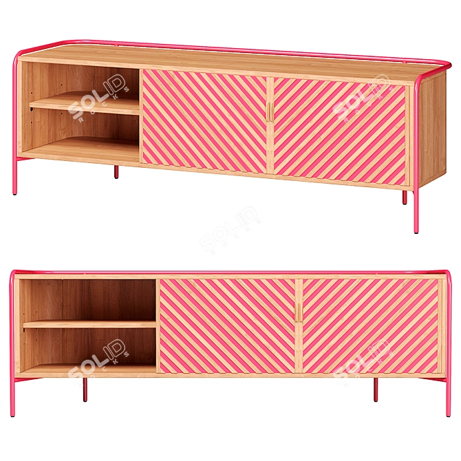 Modern TV Stand with Spacious Design 3D model image 2