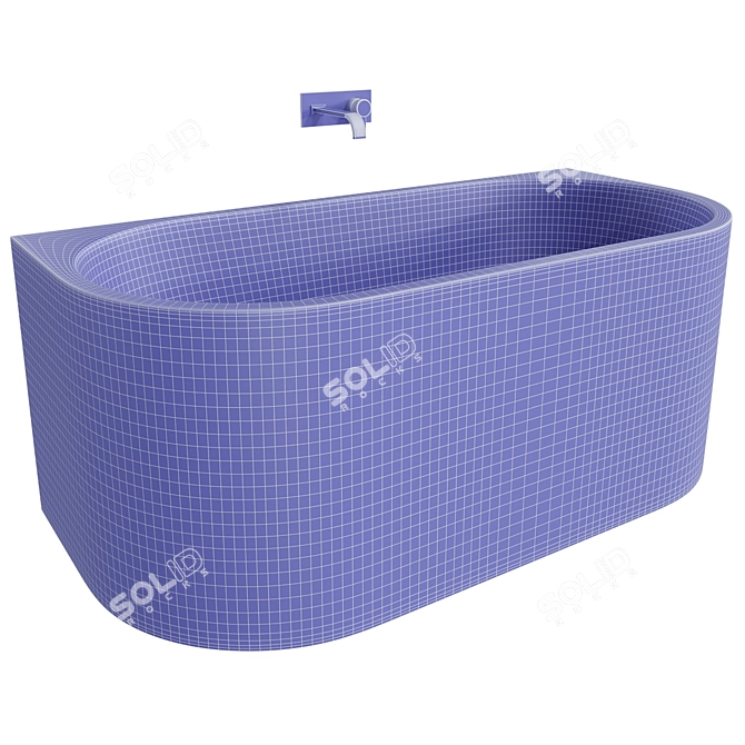 Salini Giada Wall-Mounted Stone Bathtub 3D model image 5