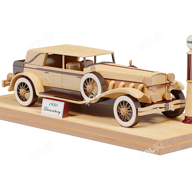 Title: Duesenberg Model J Wooden Collectible 3D model image 2