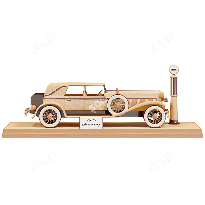 Title: Duesenberg Model J Wooden Collectible 3D model image 3