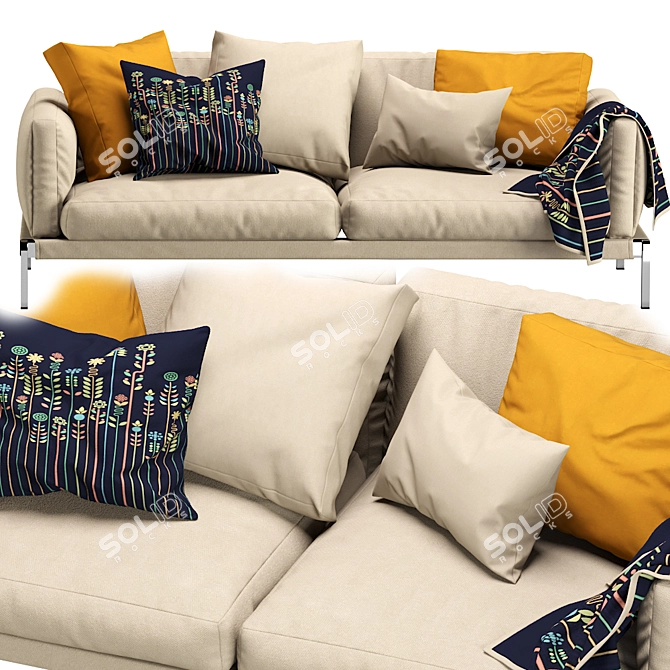 Compact and Stylish Flexform Sofa 3D model image 2