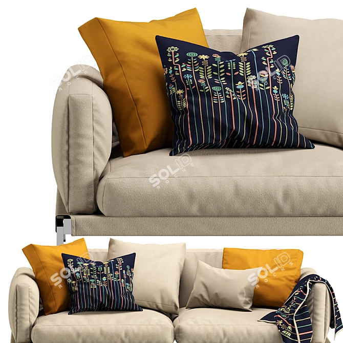 Compact and Stylish Flexform Sofa 3D model image 4