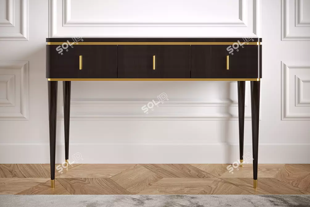 Hollywood 3-Drawer Console: Timeless Elegance 3D model image 1