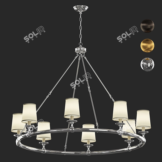 Elegant Devon Round Chandelier 3D model image 3