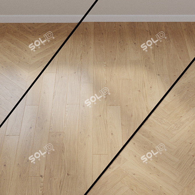 White Oak Markant Brushed 1-Strip Parquet Board 3D model image 1