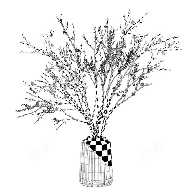Elegant Twig Arrangement in Vase 3D model image 5