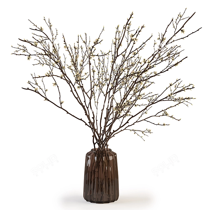 Elegant Twig Arrangement in Vase 3D model image 6