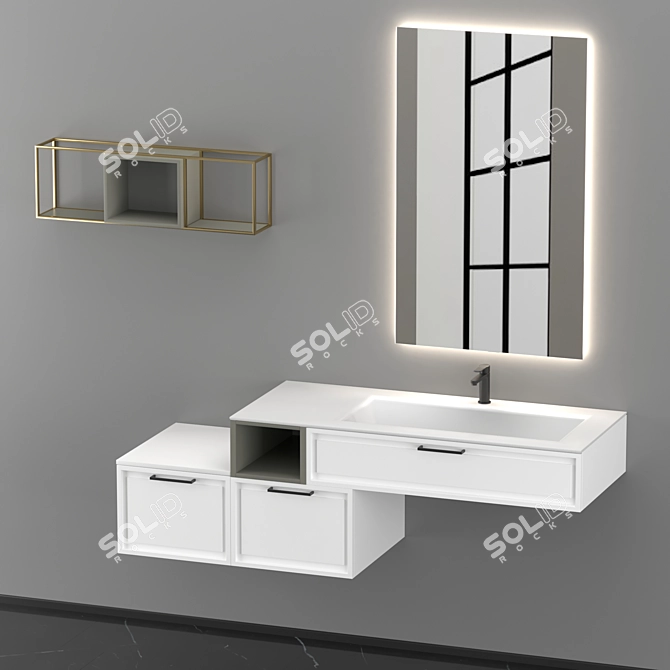 Dynamic Horizontal Bathroom Composition 3D model image 1