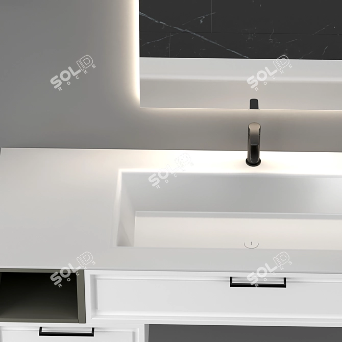 Dynamic Horizontal Bathroom Composition 3D model image 2