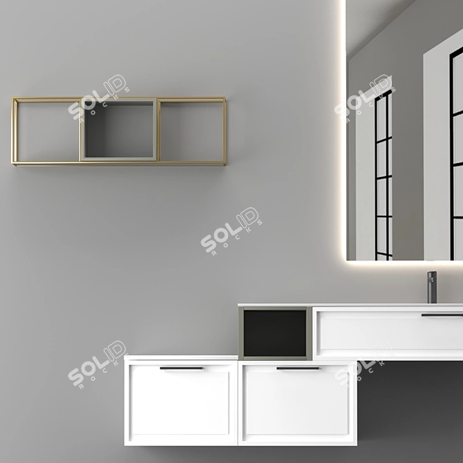 Dynamic Horizontal Bathroom Composition 3D model image 3